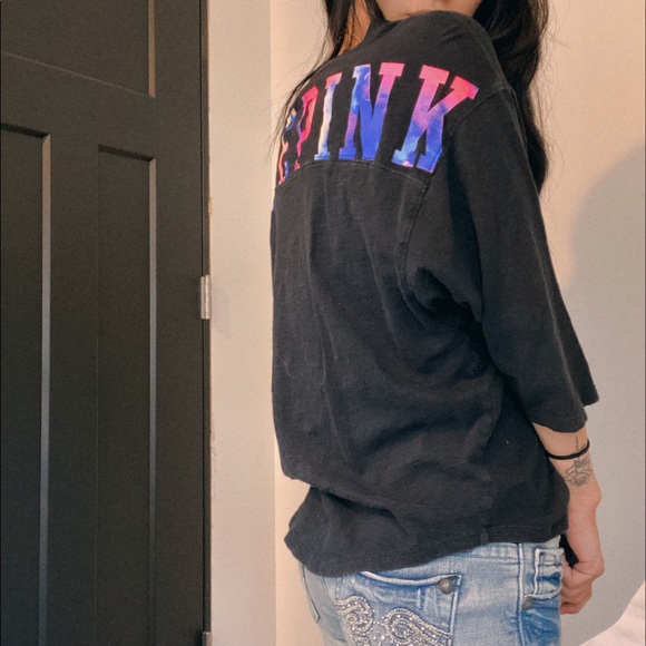 PINK black loose fit shirt Size S - Picture 3 of 4